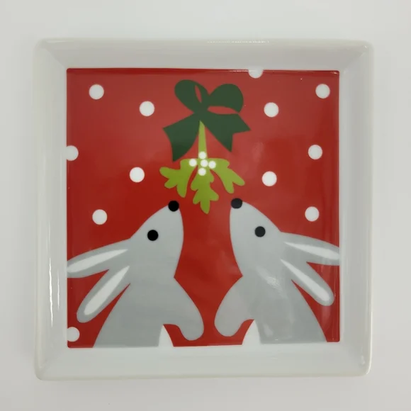 Crate & Barrel Appetizer Dessert Plates Holiday Set Of 4 Joan Anderson Square - Picture 5 of 13